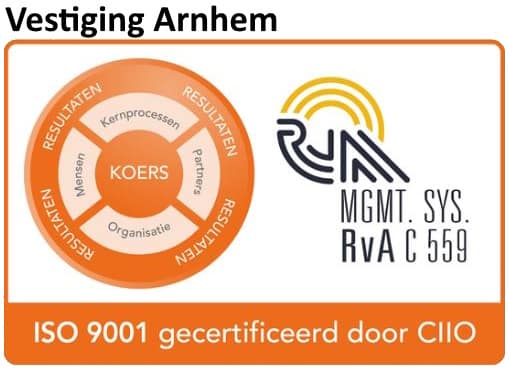 Vestiging Arnhem ISO9001 gecertificeerd Adamas is ISO9001 gecertificeerd